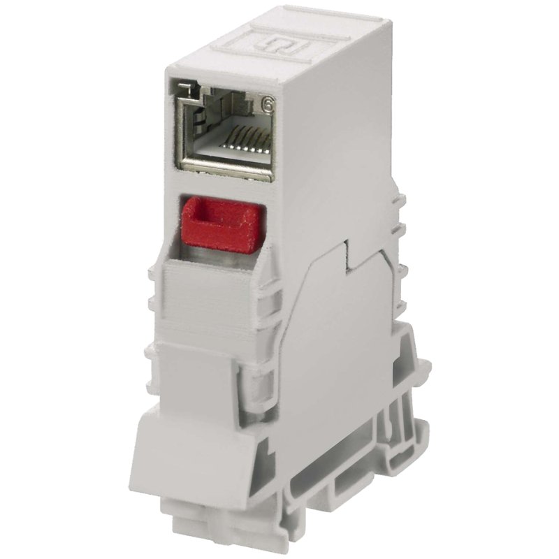 TELEGÄRTNER STX connecteur de rail avec couplage RJ45, Cat.6, gris, 18×60×34 mm